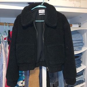 Urban cropped teddy jacket